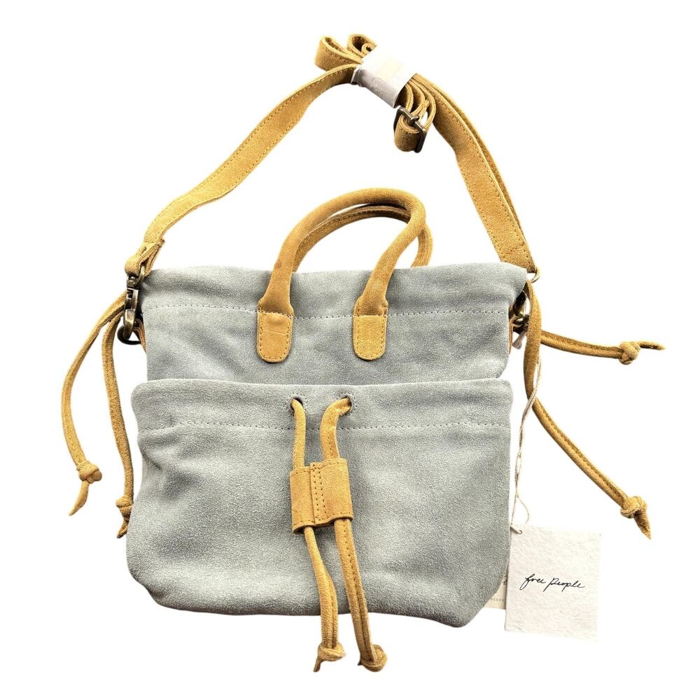 NWT Free People Scout Slouch Crossbody Blue Suede Bag Purse